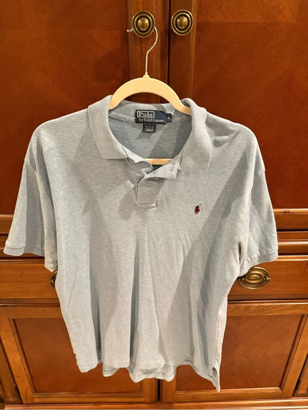 Ralph Lauren Men’s Light Blue Polo with Maroon Pony